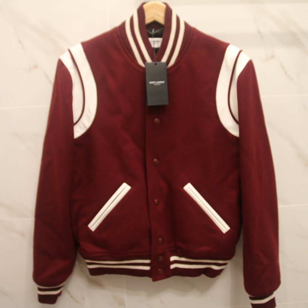 COPY - SAINT LAURENT Wool Varsity-Style Teddy Jac…